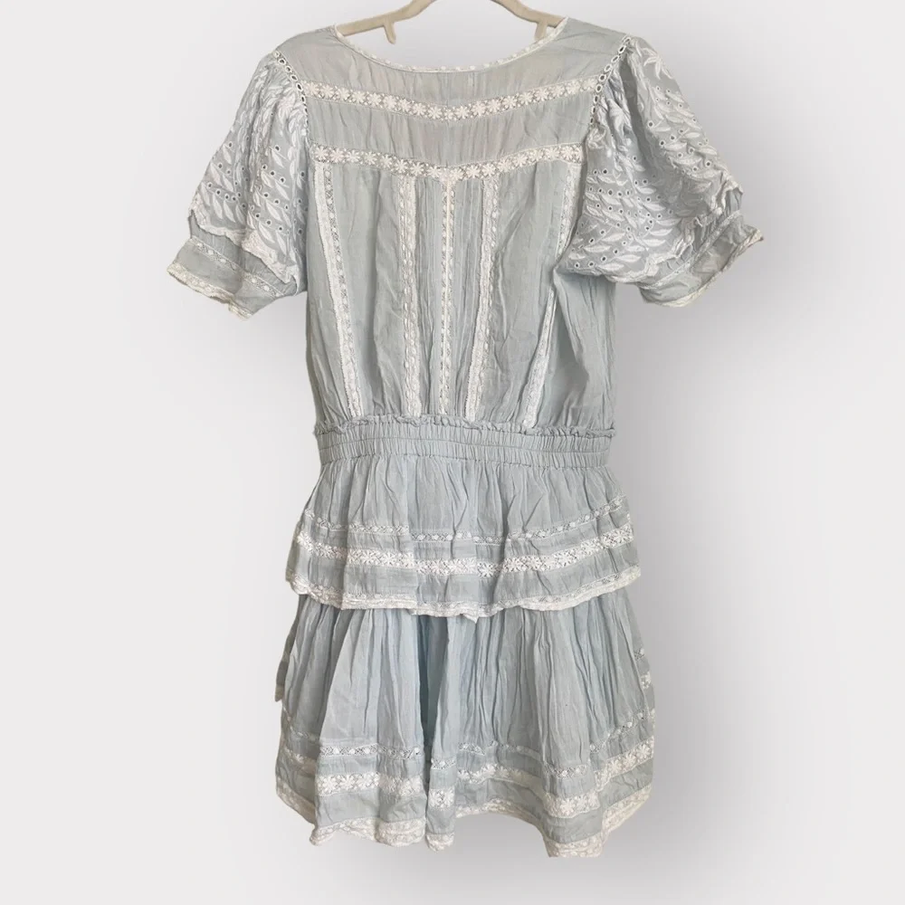 Loveshackfancy Light blue Mini Ruffled Dress | M - Picture 2 of 9